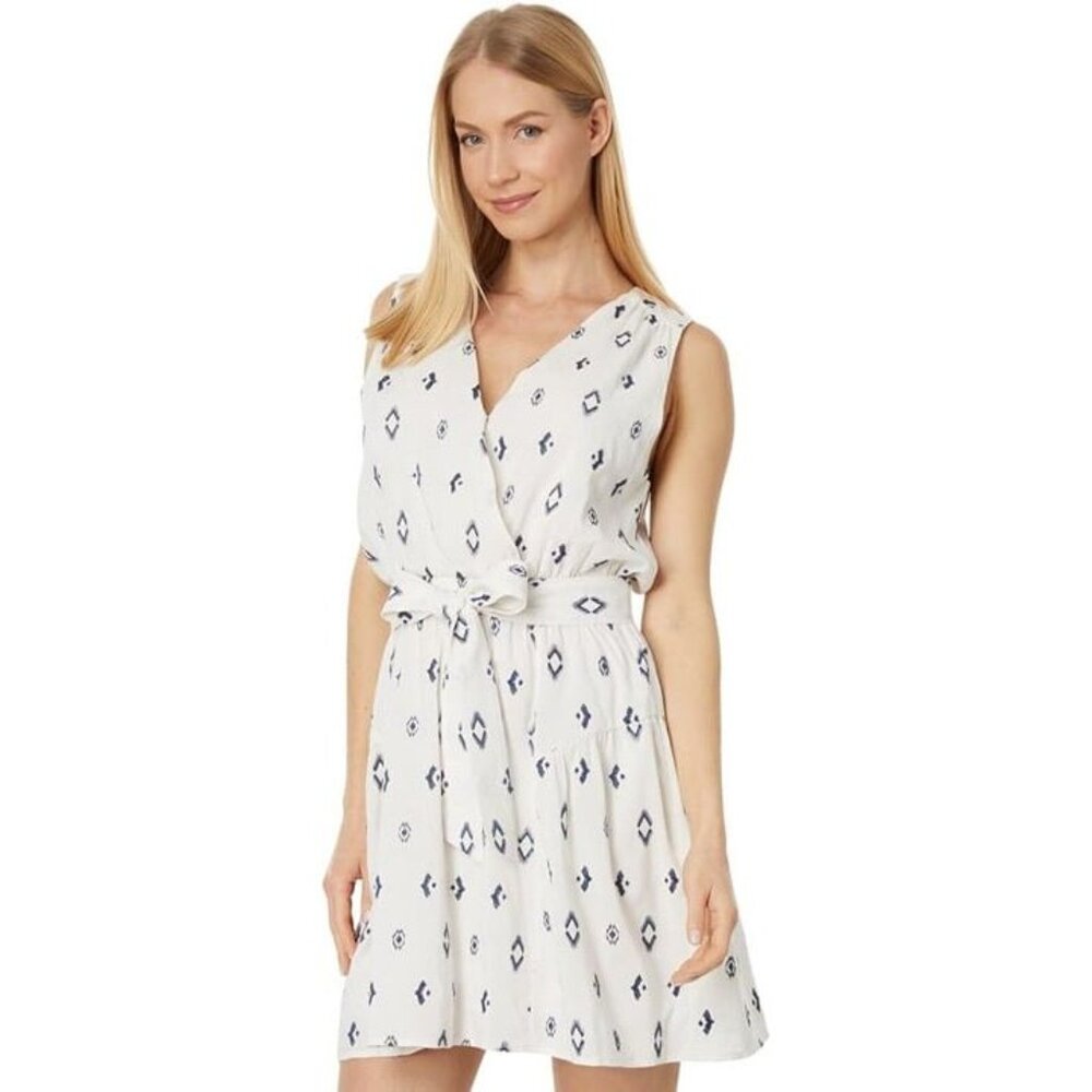 XL Woman SPLENDID NWOT Leighton Embroidered Aztec Blue White Shift‎ Boho Dress